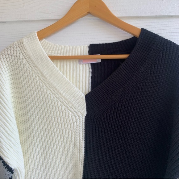 C+D+M Collection color block v neck pullover sweater Medium M animal print - Picture 2 of 10